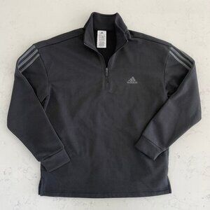 Adidas 14 ZipRecycled Polyester Sweatshirt Black w Grey Stripes Sz M
